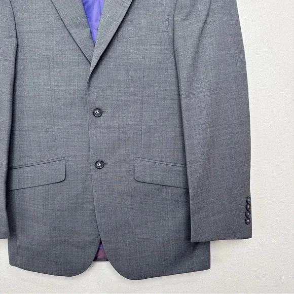 Brook Taverner Mens 36R Wool Two Button Slim Fit Blazer Sport Coat In Grey
